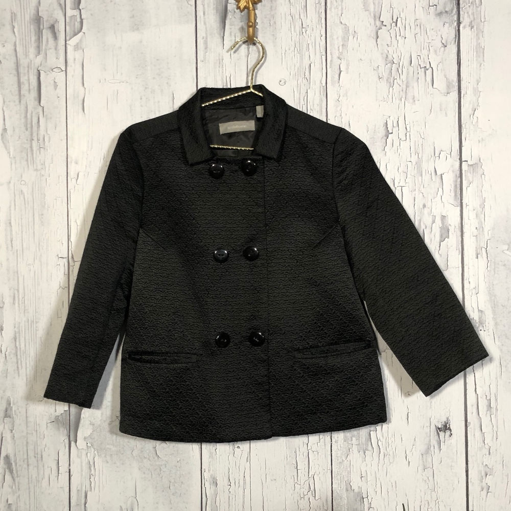 Liz Claiborne Black Short Peacoat  Blazer Sz 8 EUC
